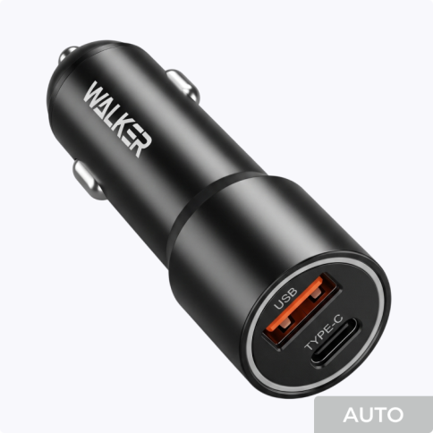 АЗУ WALKER WCR-24, 3А, 52Вт, USB/Type-C, поддержка QC+PD, подсветка, черное	(быстрый заряд)									 фото 3