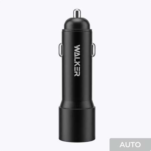 АЗУ WALKER WCR-24, 3А, 52Вт, USB/Type-C, поддержка QC+PD, подсветка, черное	(быстрый заряд)									 фото 2