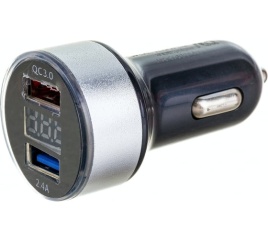 Автомобильное зарядное устройство "DSV"  для телефона и гаджетов USB с вольтметром R77005
