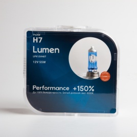 Лампа галоген. H7 12V 55W PX26d Lumen +150% (белая) (комплект 2 шт.) LPX12VH07