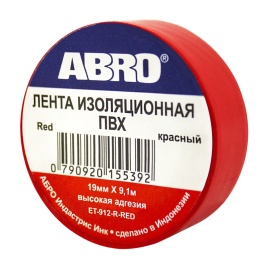 ИЗОЛЕНТА 0,19*10yd (9,1м) КРАСНАЯ ABRO  ET-912-R-RED