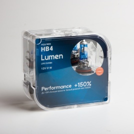 Лампа галоген. HВ4 12V 55W P22d 9006 Lumen +150% (белая) (комплект 2 шт.) LPX12VHB4