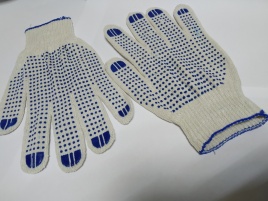 Перчатки с ПВХ-  10 класс белые 5-нитка 