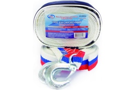 Трос буксировочный 6 т*5 м - лента 2 крюка (сумка) AUTOVIRAZH  AV-600036