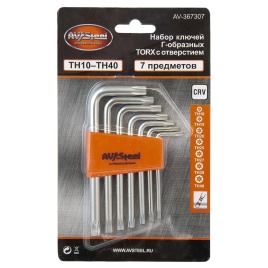 Набор ключей Г-образных TORX с отверстием TH10-TH40 "AV Steel" 7 предм. AV-367307