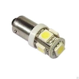 Лампа светодиод.  T8 12V Маяк BA9s 5SMD WHITE (габарит) (в уп. 10шт) 12T8-W\5SMD 