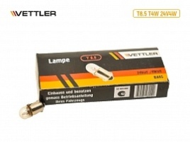 Лампа накал. T4W 24V 4W BA9s  VETTLER HD (подсв фары) (в упак.10 шт.) 17161