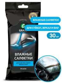 Салфетки влаж. 30 шт. для стекол, зеркал и фар GRASS IT-0313