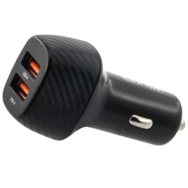 АЗУ WALKER WCR-33, 36Вт, USBx2, поддержка QC, черное (быстрый заряд)