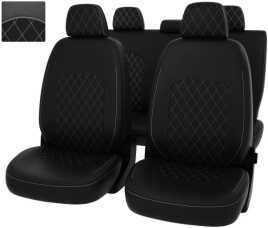 Чехлы  VW Polo V 2009-2020 (PSV) Ромб/отстрочка белая, черная экокожа "оригинал" 