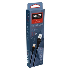 Кабель USB "WALKER" C565, 3.1А, Lightning, поддержка QC, черный