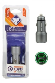 Зарядное устройство "Nova Bright" для моб.устройств, 2 USB-порта QC3.0 (быстрая зарядка) 46894