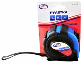 Рулетка обрезиненный корпус  7,5мх25мм "AUTOVIRAZH" AV-271075
