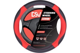 Чехол на руль полиуретан Black+Red (М) "DSV" R99207