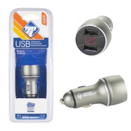 Зарядное устройство "Nova Bright" ,2 USB-порта , 2100мА,вольтм,, 12/24V 46898