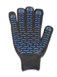 ПЕРЧАТКИ ПВХ-волна 6-нитка черные (код088)