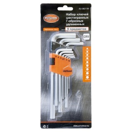 Набор ключей Г-образных HEX удлиненных 1,5-10мм "AV Steel" 9 предм. AV-362109