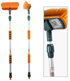 Щетка для мытья а/м  "Li-Sa" телескопическая, проточная ручка с запорным краном, 94-160см 39778