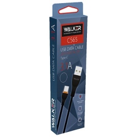 Кабель USB "WALKER" C565, 3.1А, Type-C, поддержка QC, черный