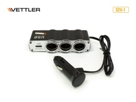 Разветвитель прикуривателя 3 гнезда+1 порт USB VETTLER 17524