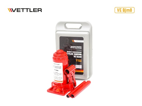Домкрат гидравлич 8т бутылочный усиленный в кейсе Samson (подъем 200x385) VETTLER 18562 фото 1