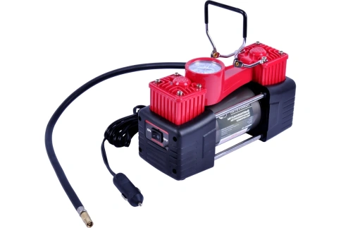 Компрессор двухцил. 85 л/мин в кейсе с набором для рем. колес, пневм. шланг AUTOVIRAZH AV-010890 фото 1