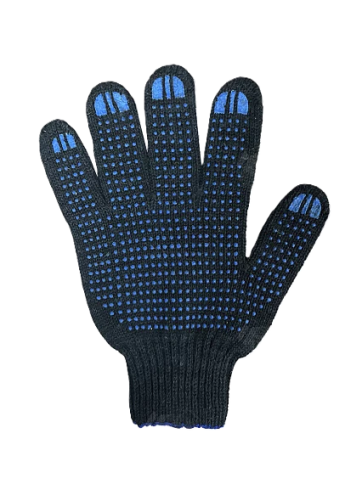 ПЕРЧАТКИ с ПВХ черные 5-нитка фото 1