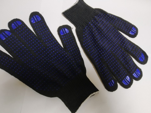 ПЕРЧАТКИ с ПВХ черные 5-нитка фото 2