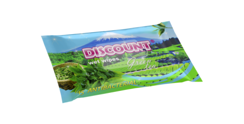 Салфетки влажные для рук парфюм. Discount "Аромат зеленого чая" 15 шт. (110 х 170 без клапана) фото 1