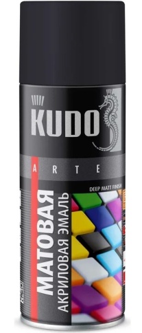 (АКЦИЯ) ЭМАЛЬ ЧЕРНАЯ (МАТОВ) акриловая KUDO RAL 9005 KU-A9005M  520 мл фото 1