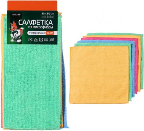 Салфетки из микрофибры "Li-Sa" в наборе  (6 шт-30х30см) плотность 200г/м2 48875 фото 1