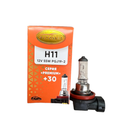 Лампа галоген. H11 12V 55W АвтоСвет PGJ19-2 PREMIUM+30% 32110PR+30 фото 1