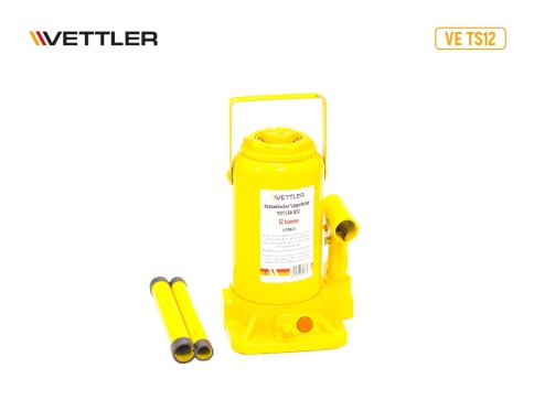 Домкрат гидравлич 12т бутылочный двуштоковый (подъем 210x490) VETTLER 18033 фото 2