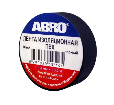 ИЗОЛЕНТА 0,19*20yd (18,2м)  ЧЕРНАЯ ABRO Б фото 1