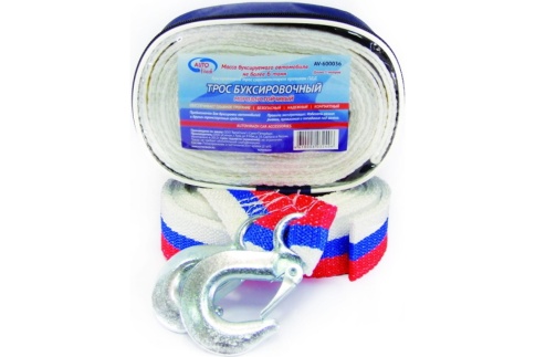 Трос буксировочный 6 т*5 м - лента 2 крюка (сумка) AUTOVIRAZH  AV-600036 фото 1