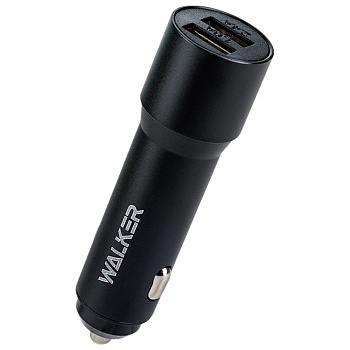 АЗУ WALKER WCR-22, 2.4А, 12Вт, USBx2, длинный корпус, черное фото 1