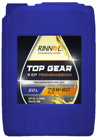 75W80 RINNOL TOP GEAR 9 EP GL-4 20 л масло трансмиссион.синт.  фото 1