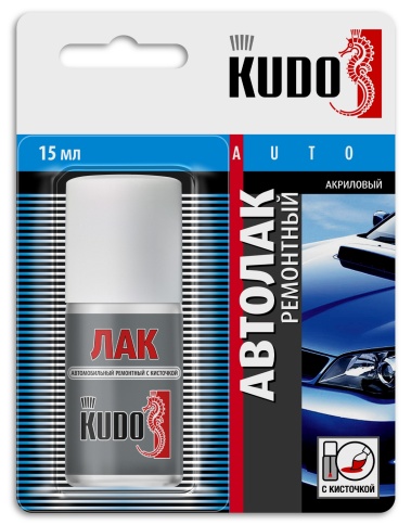 Лак бесцветный кисточка KUDO KU-70000  15 мл фото 1