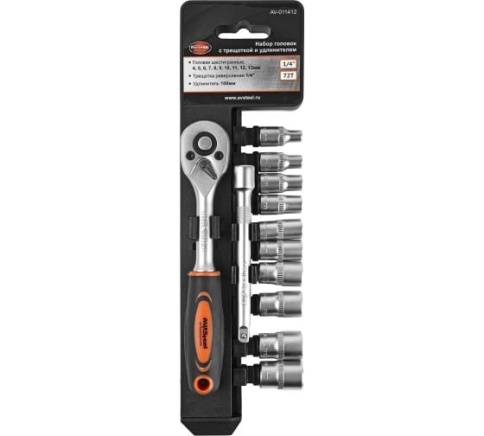 Набор головок с трещоткой 1/4" "AV Steel" 12 предм. AV-011412 фото 1