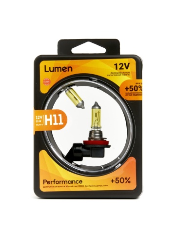 Лампа галоген. H11 12V 55W PGJ19-2 Lumen Yellow +50% (жёлтая) (комплект 2 шт.) LPY12VH11 фото 8