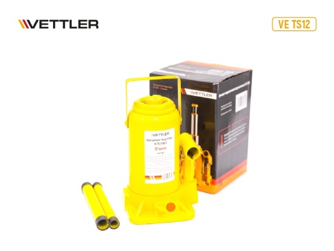 Домкрат гидравлич 12т бутылочный двуштоковый (подъем 210x490) VETTLER 18033 фото 1