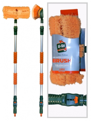 Щетка для мытья а/м  "Li-Sa" телескопическая, проточная ручка с регул. подачи воды, 118-188см 39781 фото 1
