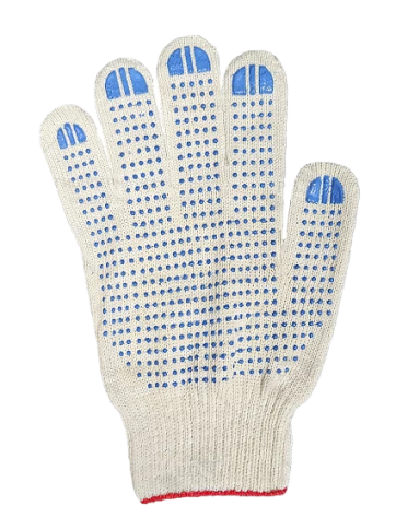 Перчатки с ПВХ-  10 класс белые 5-нитка  фото 1