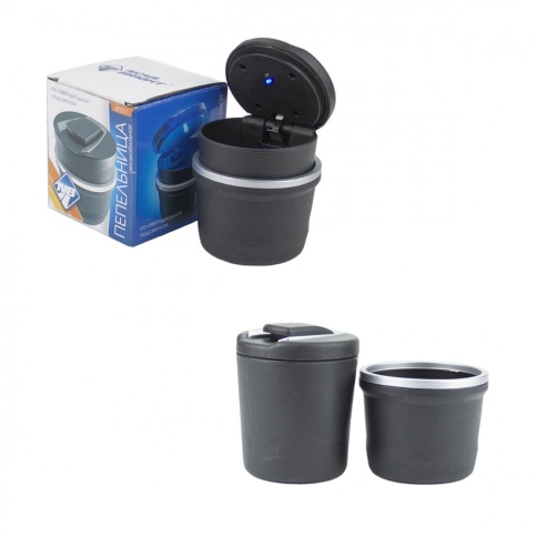 Пепельница "Nova Bright" чёрная со светодиодной подсветкой 2в1 47577 фото 1