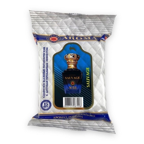 Салфетки влажные парфюмированные Top Line №55 "SAUVAGE " муж. 15 шт. фото 1