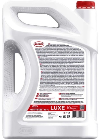 Антифриз Sintec LUXE  G12+  красный 10л фото 2