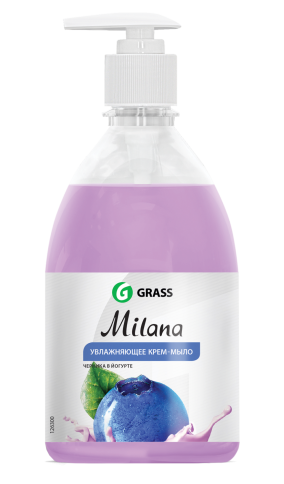 Крем-мыло жидкое увлажняющее Milana черника в йогурте с дозатором GRASS 500 мл 126300 фото 1