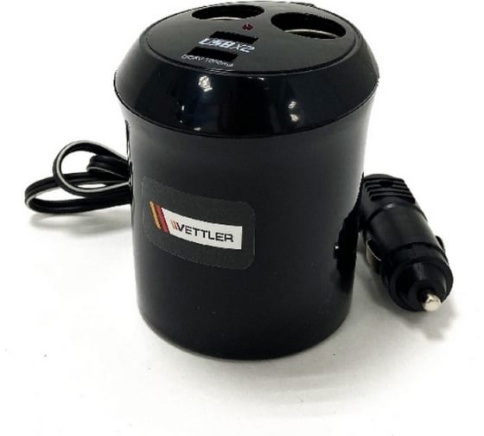 Разветвитель прикуривателя 2 гнезда+2 порта USB (в подстаканник)(SZU-4) VETTLER 17963 фото 1