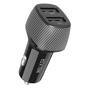 АЗУ WALKER WCR-31, 15Вт, USBx2, черное фото 1