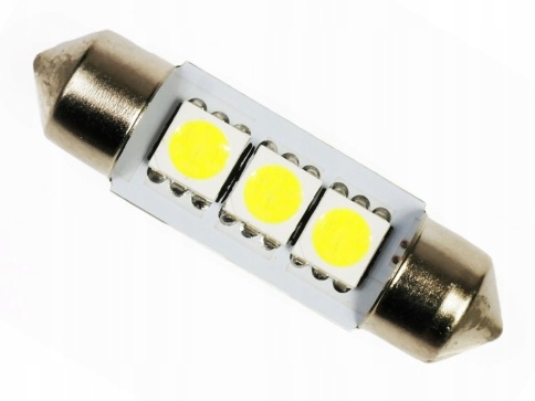 Лампа светодиод. T11 12V Маяк (WHITE) S8.5 3SMD 36mm (в уп.10шт) 12 T11x36-W\3SMD(3528) фото 1